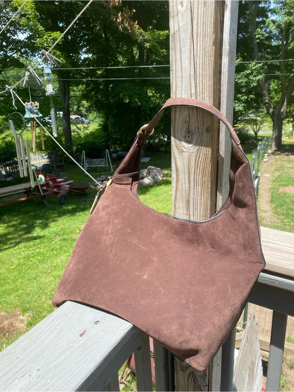 BCBG Generations Brown Suede Hobo Shoulder Bag - Picture 5 of 10